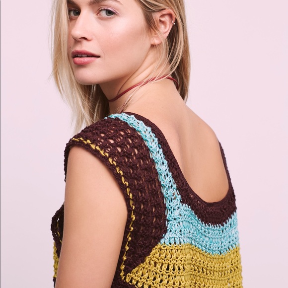 🌙Free People Psychedelic Crocheted Top - Picture 2 of 4